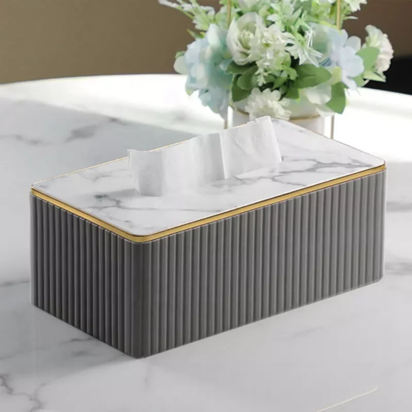 Marble Top Tissue Box Holder