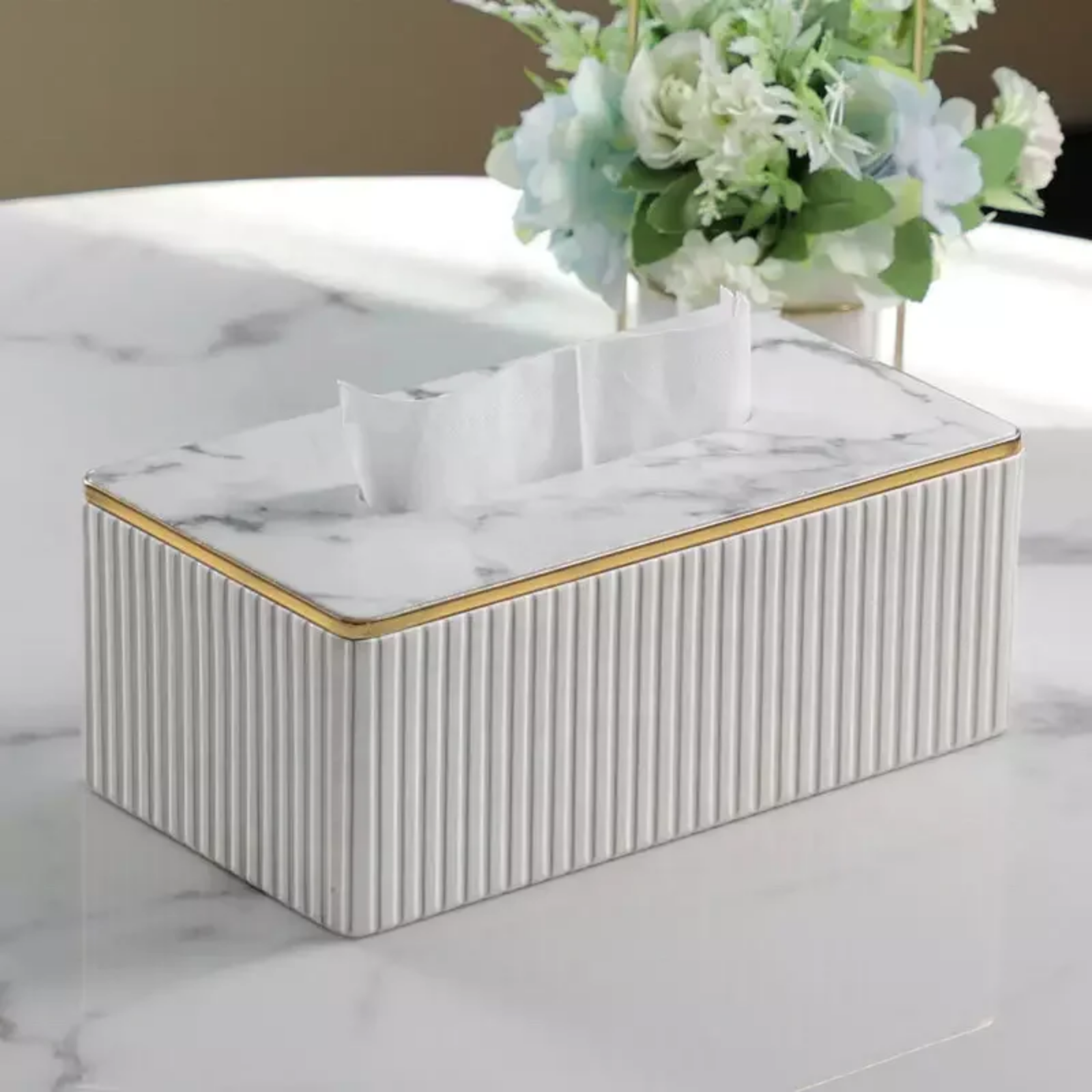 Marble Top Tissue Box Holder
