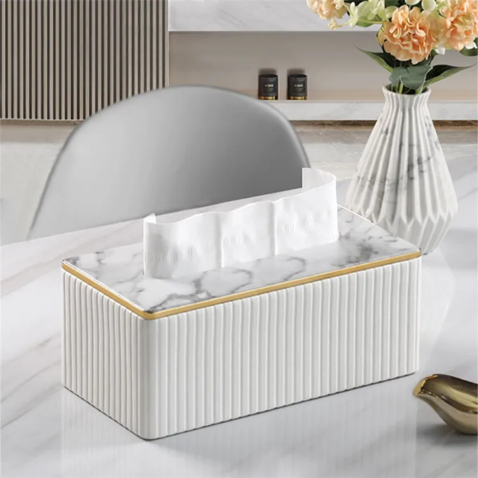 Marble Top Tissue Box Holder