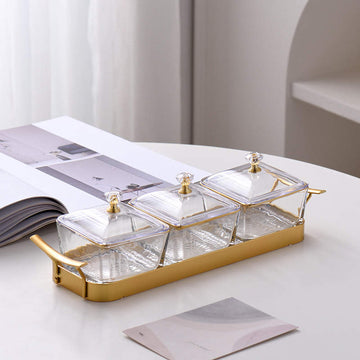Dip or Candy Dish on Gold Tray