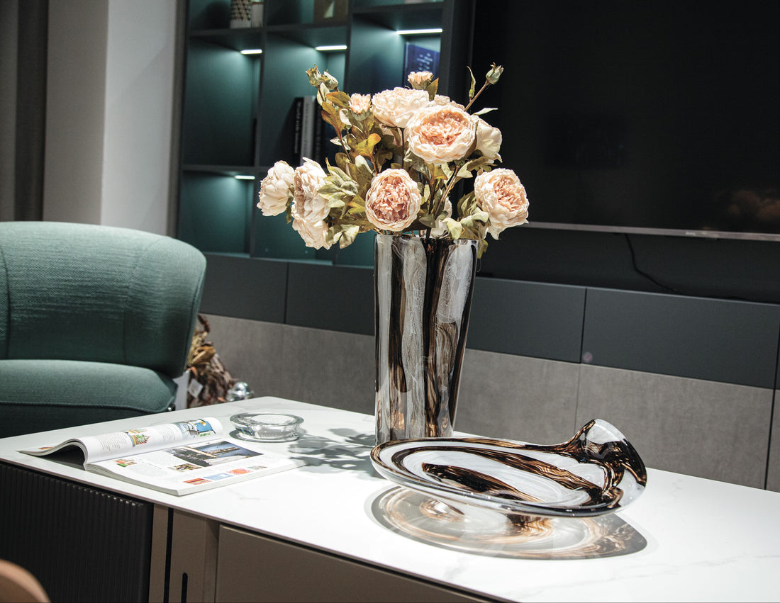 Tinted Marble Vase & Bowl