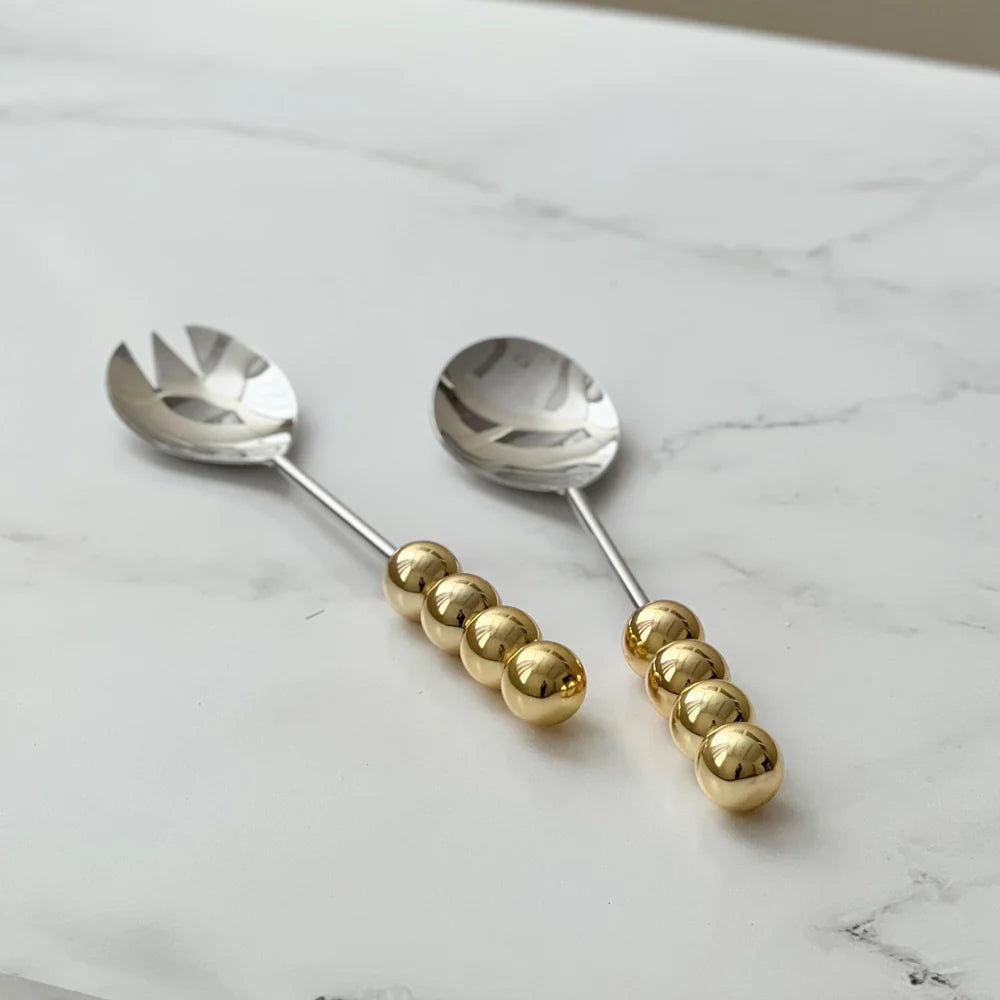Gold Accent Mirror Salad Servers