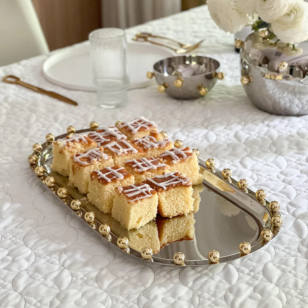 Gold Accent Mirror Tray