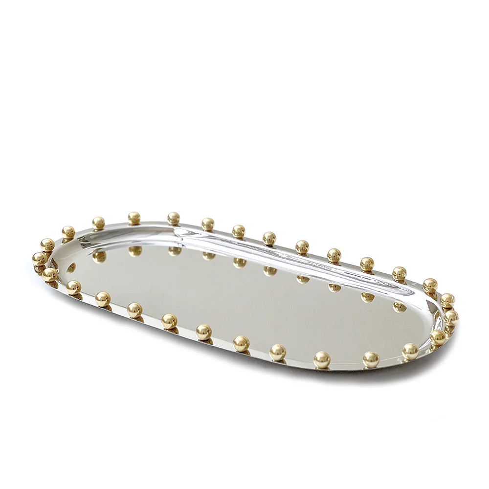Gold Accent Mirror Tray