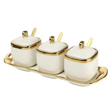 Gold & White Seasoning Pot