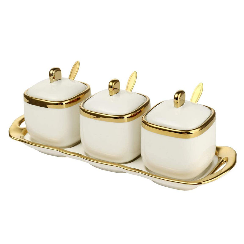 Gold & White Seasoning Pot